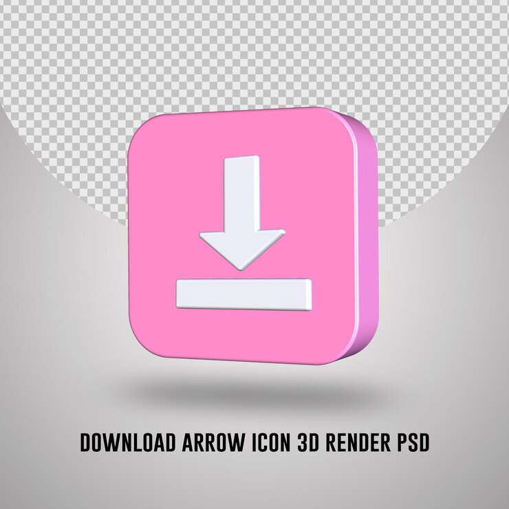 PSD icono de flecha de descarga de render 3d