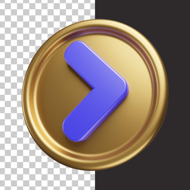 Icono de flecha estilo dorado en renderizado 3d