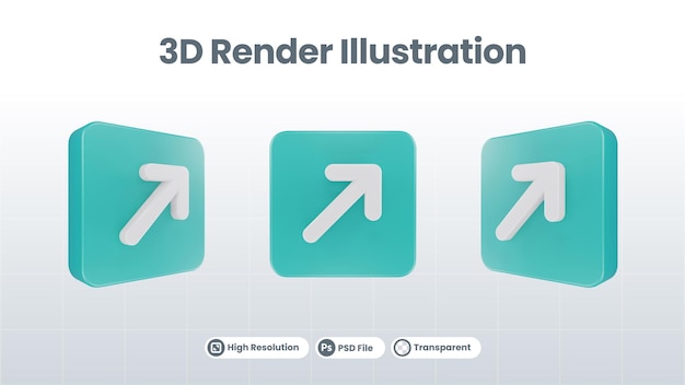 icono de flecha de ilustración 3d del botón izquierdo