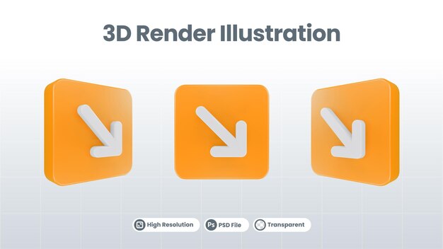icono de flecha de ilustración 3d de la derecha