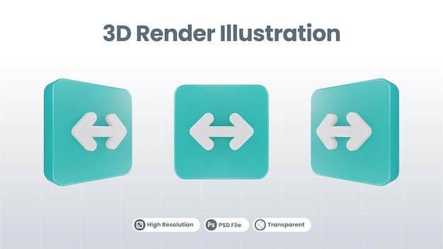 PSD icono de flecha de ilustración 3d de girar a la derecha