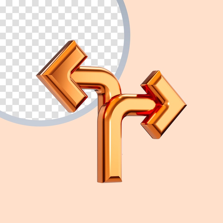 PSD icono de flecha izquierda derecha concepto de representación 3d para la forma de dirección usando el mapa web y el símbolo de la aplicación