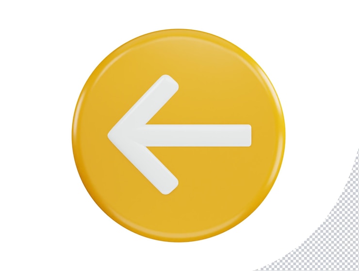 PSD icono de flecha izquierda con elemento transparente de ilustración de icono de vector 3d