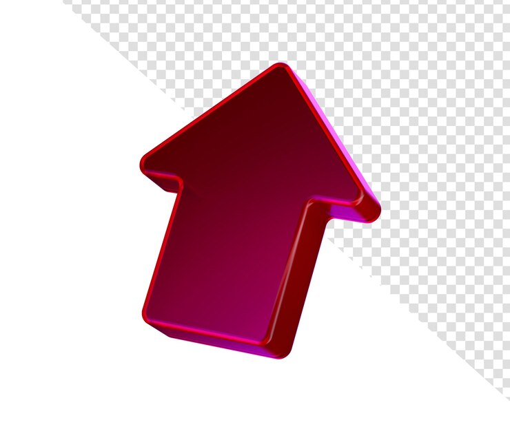PSD un icono de flecha roja en negrita que apunta hacia arriba que simboliza la dirección del progreso y el crecimiento ilustración 3d