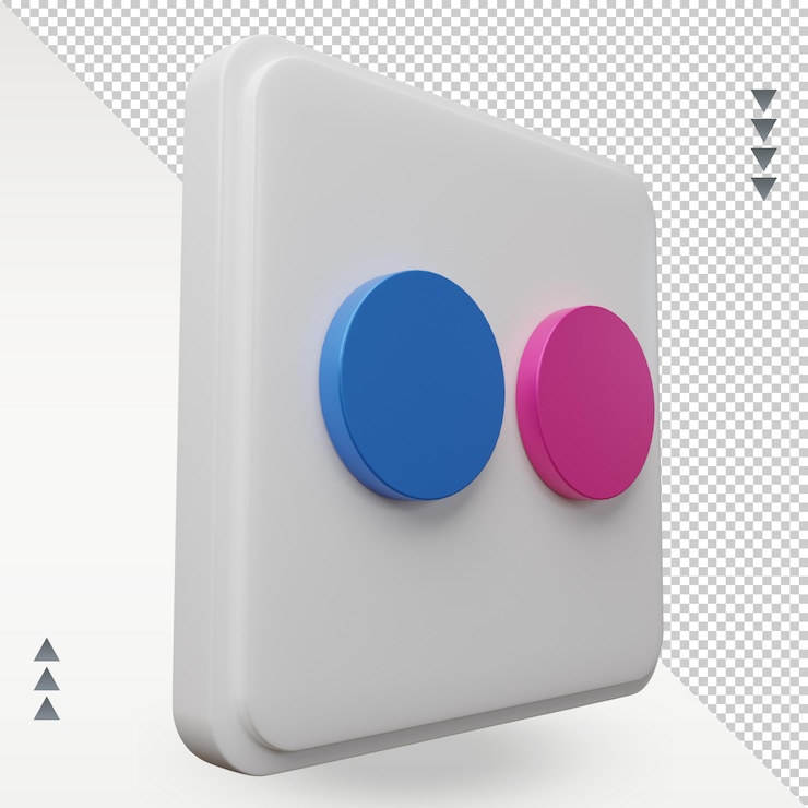 PSD ícono de flickr de redes sociales 3d que representa la vista izquierda