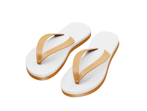Icono de FlipFlops blanco y bronceado ilustración en 3D Icono de sandalias renderizado en 3D