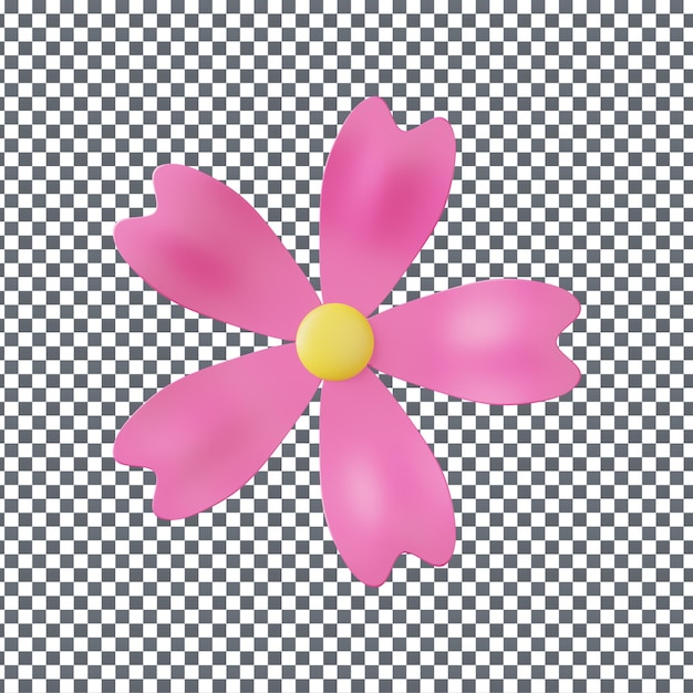 Icono de flor en fondo aislado y transparente