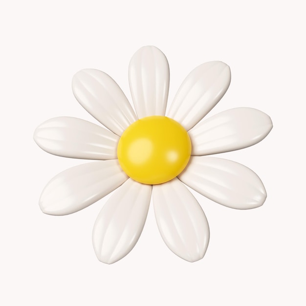 PSD icono de flor de manzanilla 3d aislado sobre fondo blanco ilustración de representación 3d trazado de recorte