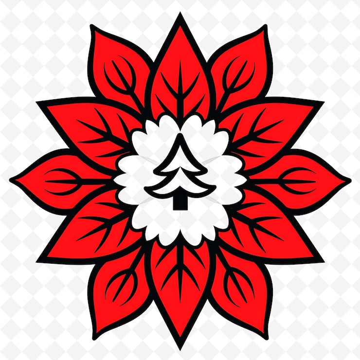 PSD icono de flor de poinsettia emblema de flor con hoja decorativa bo inspirado por la naturaleza diseños vectoriales únicos