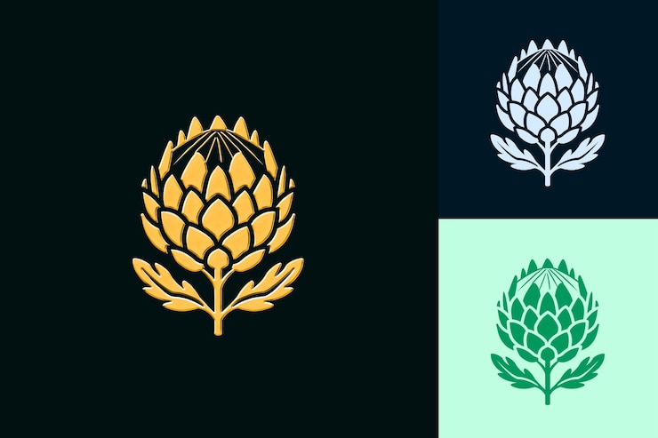 PSD icono de flor de protea emblema de flor con diseños vectoriales únicos decorativos inspirados en la naturaleza de sudáfrica