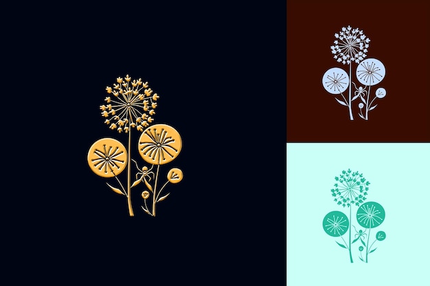 Icono de flor de la Reina Ana Emblema de flor con L decorativo Inspirado en la naturaleza Diseños vectoriales únicos