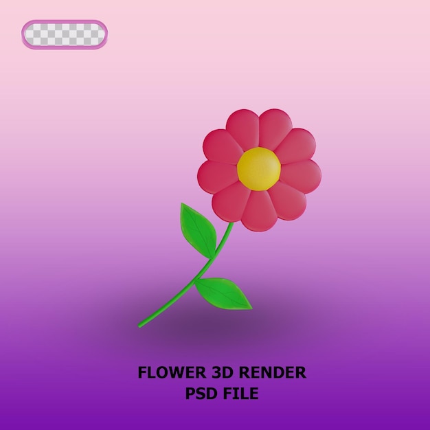 PSD icono de flor de renderizado 3d