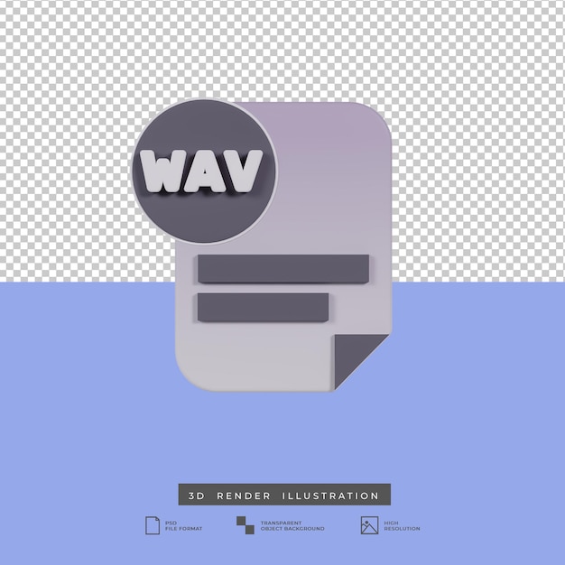 PSD icono de formato wav de archivo de render 3d