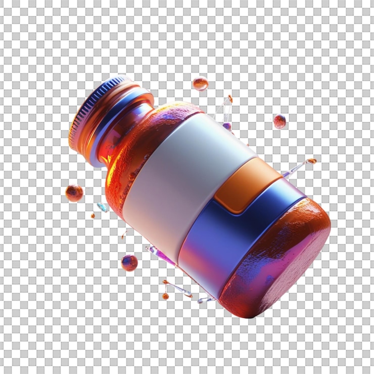 PSD icono de frasco de medicina en 3d aislado en fondo blanco para uso farmacéutico y médico