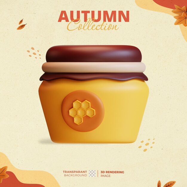 PSD icono de frasco de miel 3d de la colección de elementos de hello autumn