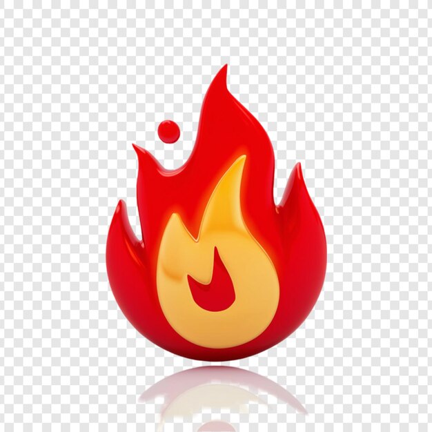 Icono de fuego 3d aislado en fondo transparente