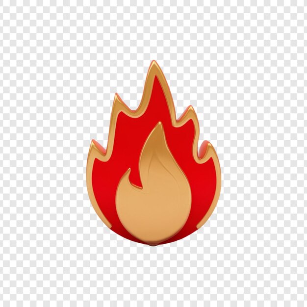 Icono de fuego 3d aislado en fondo transparente