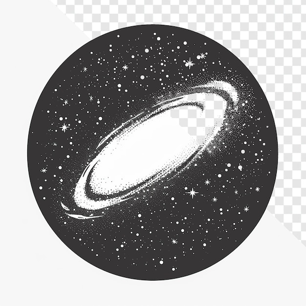 PSD icono de galaxia simplificado en vector blanco y negro