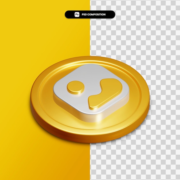 Icono de la galería de representación 3D en círculo dorado aislado