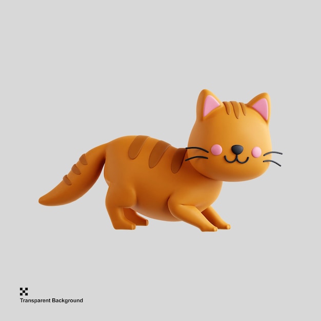 Icono de gato 3d dinámico en una posición agachada