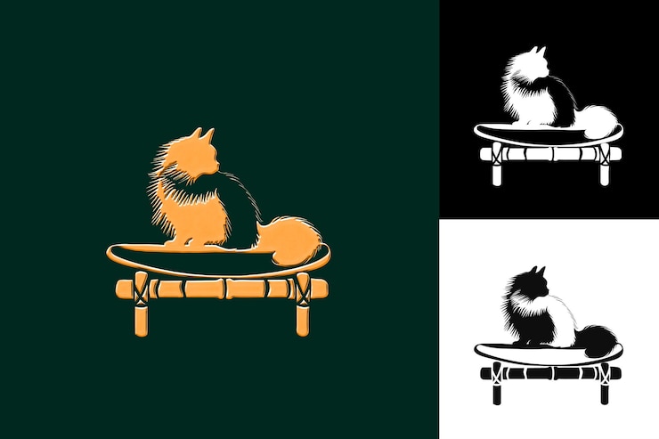 PSD icono de gato ragdoll perfil de gato sereno con una ilustración de coa puntiaguda de color diseño artístico vectorial de animales