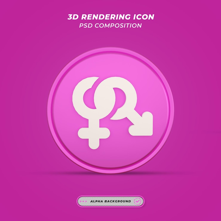 PSD icono de género en renderizado 3d