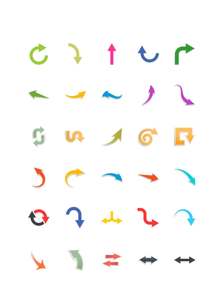 PSD icono de geometría de flecha de color icono de material de la interfaz de usuario vectorial