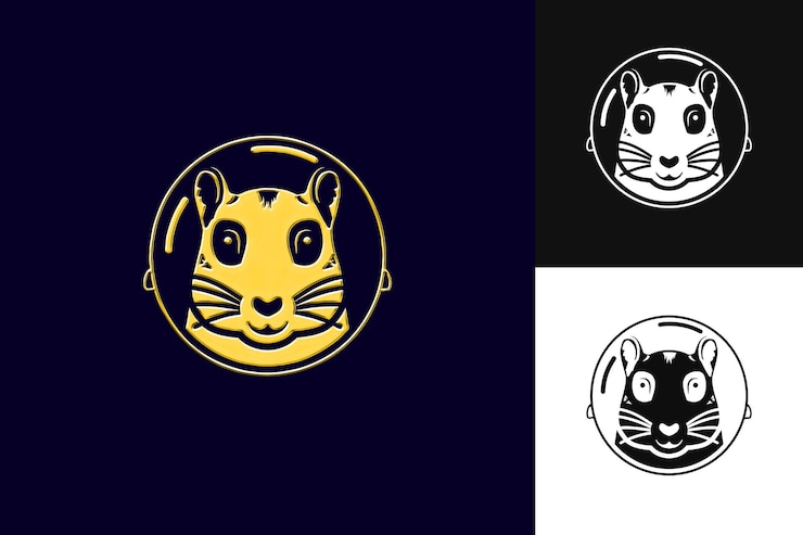 PSD icono de gerbil cara de gerbil curiosa con un hocico corto y una ilustración diseño artístico vectorial de animales