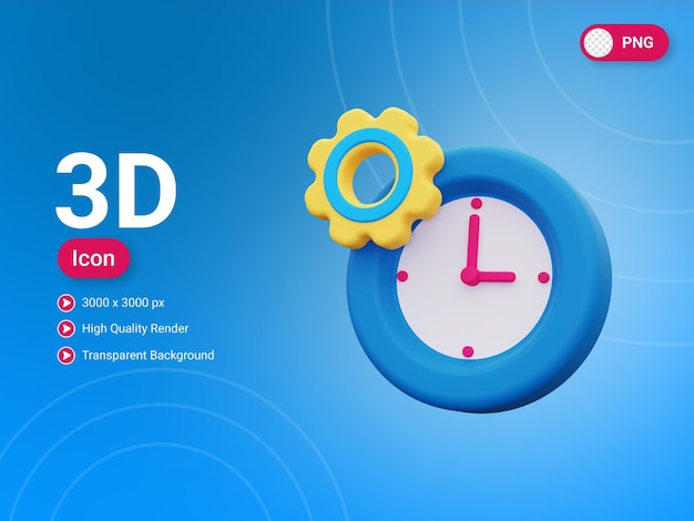 PSD icono de gestión de tiempo 3d