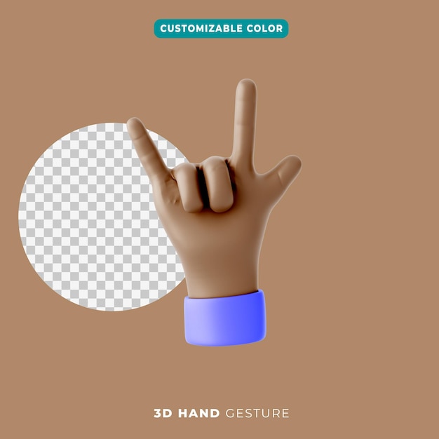 Icono de gesto de roca de mano 3d