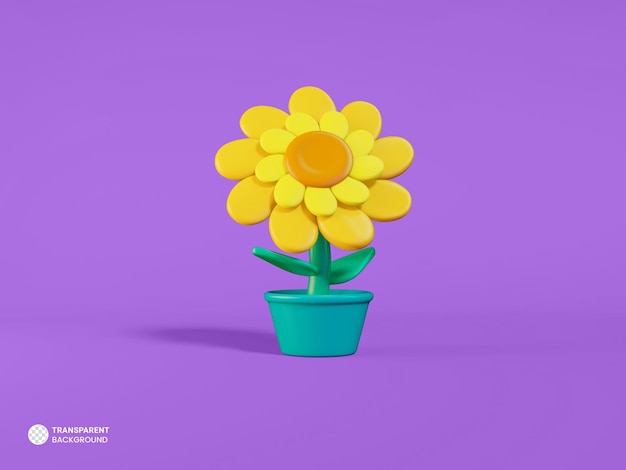 Icono de girasol aislado 3d render ilustración