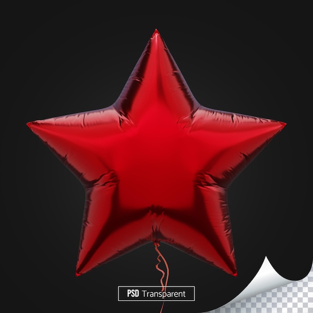 PSD icono de globo de aluminio representación 3d de globo rojo en forma de estrella