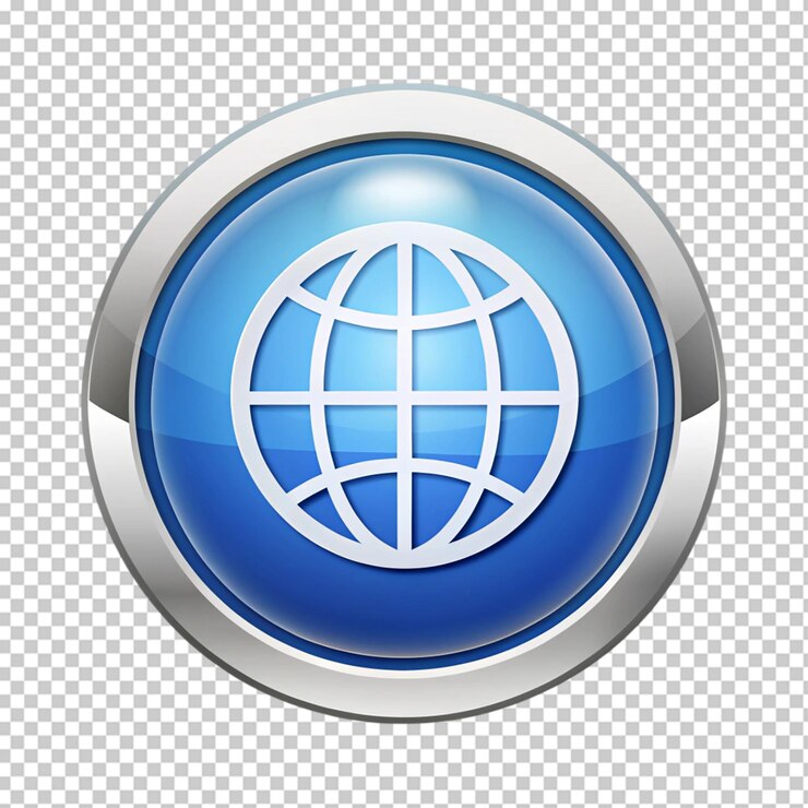 PSD icono de globo web aislado en un fondo transparente