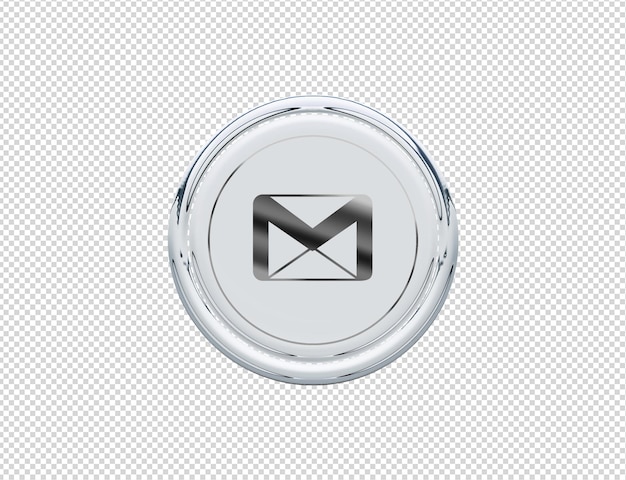 Icono de gmail de renderizado 3d plateado brillante