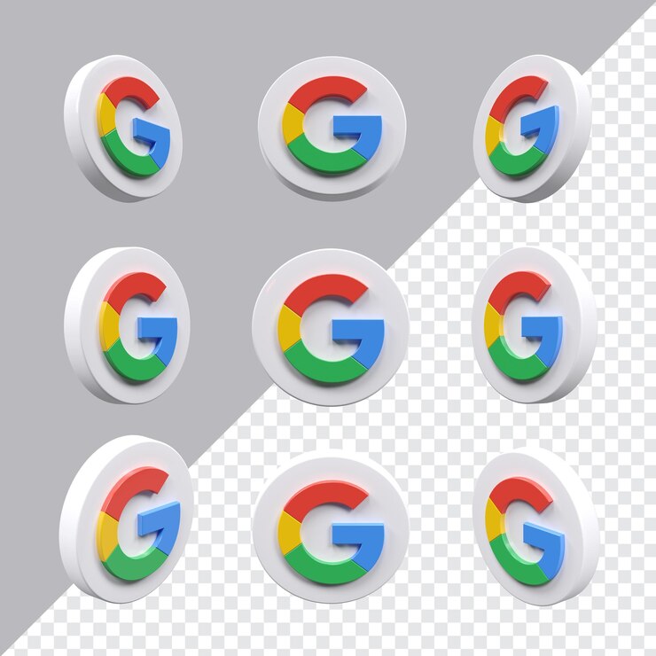 icono de google 3d establecido en nueve ángulos diferentes aislados