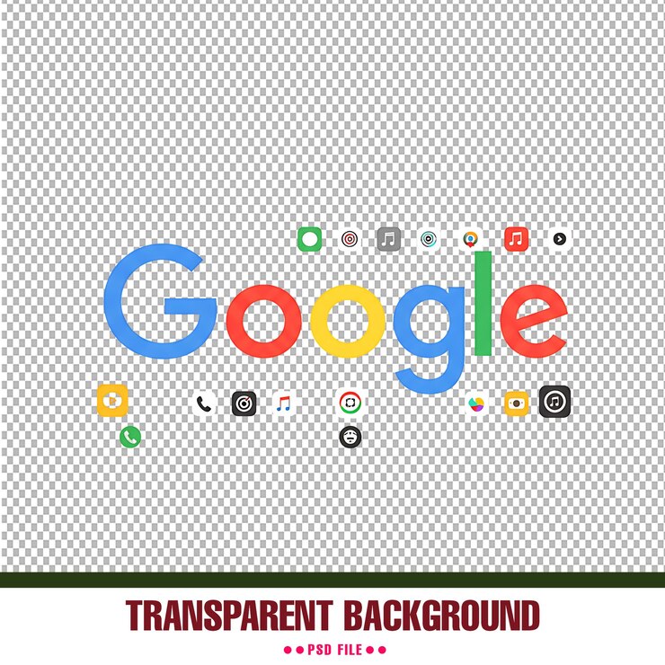 PSD el icono de google y las aplicaciones asociadas se establece en un fondo transparente