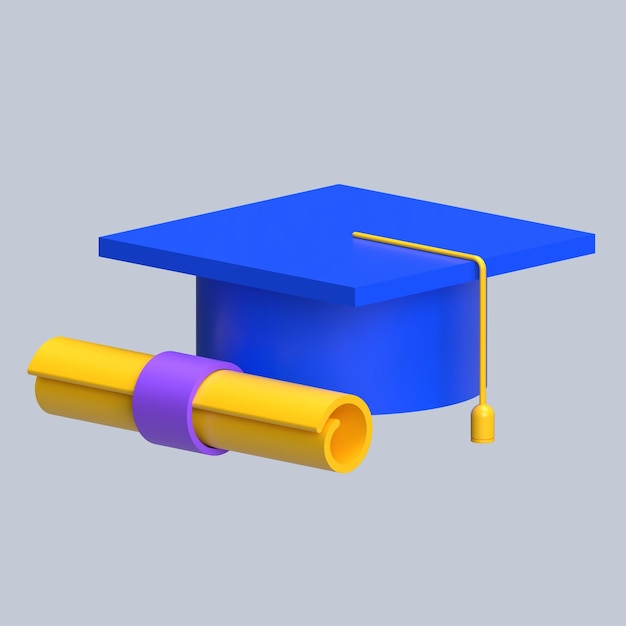 Icono de la gorra de graduación y el diploma