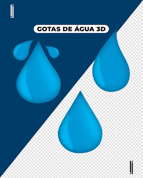 Icono de gota de agua 3d de psd