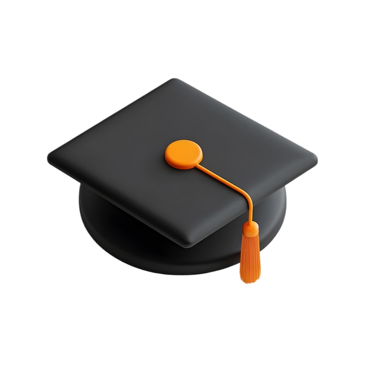 PSD icono de graduación 3d logro educativo y símbolo de éxito académico