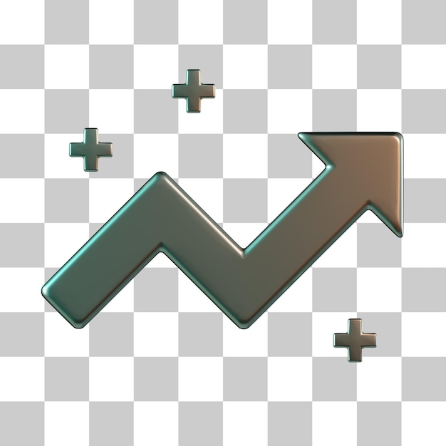 Icono de gráfico en 3D con flecha hacia arriba