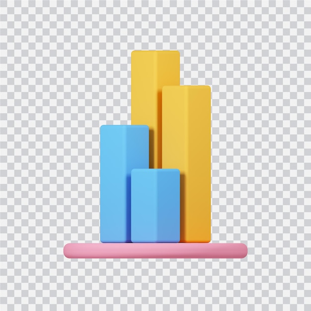 Icono de gráfico aislado en blanco imagen renderizada en 3d