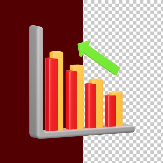 Icono de gráfico de barras, una flecha roja que apunta hacia arriba y una flecha verde que apunta hacia arriba en el gráfico de barras, una flecha roja que apunta hacia arriba en el gráfico de barras, una flecha roja que apunta hacia arriba en la barra