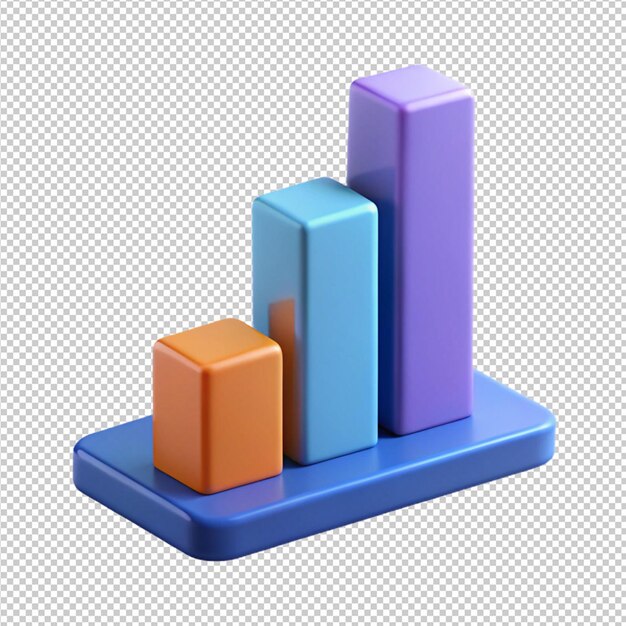 El icono del gráfico de barras de gráficos 3D está aislado