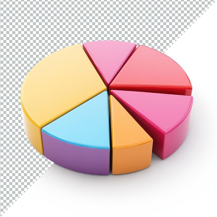 PSD icono de gráfico circular colorido que ilustra la distribución de datos en un fondo transparente para presentaciones e informes icono de grafico circular 3d aislado en un fondo transparent