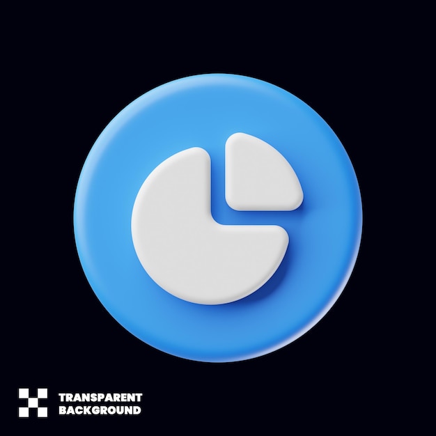 Icono de gráfico circular en renderizado 3D minimalista