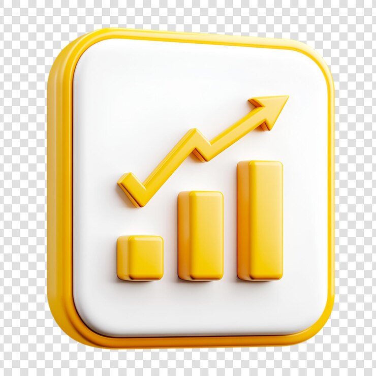 PSD icono de gráfico en crecimiento 3d en un fondo blanco