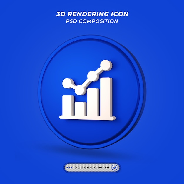 Icono de gráfico de estadísticas en representación 3d