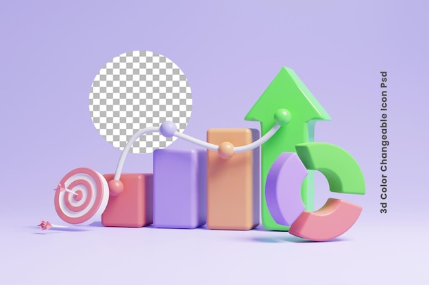 icono de gráfico de gráfico de crecimiento empresarial icono de crecimiento de liderazgo empresarial 3d o 3d