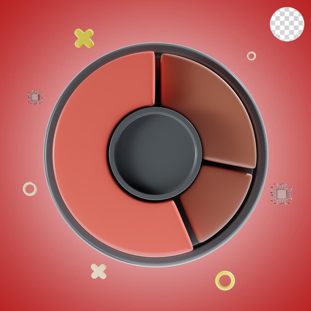 Icono de gráfico de pastel en 3D
