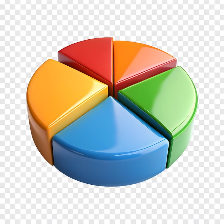 PSD icono de gráfico de pastel colorido 3d aislado en un fondo transparente